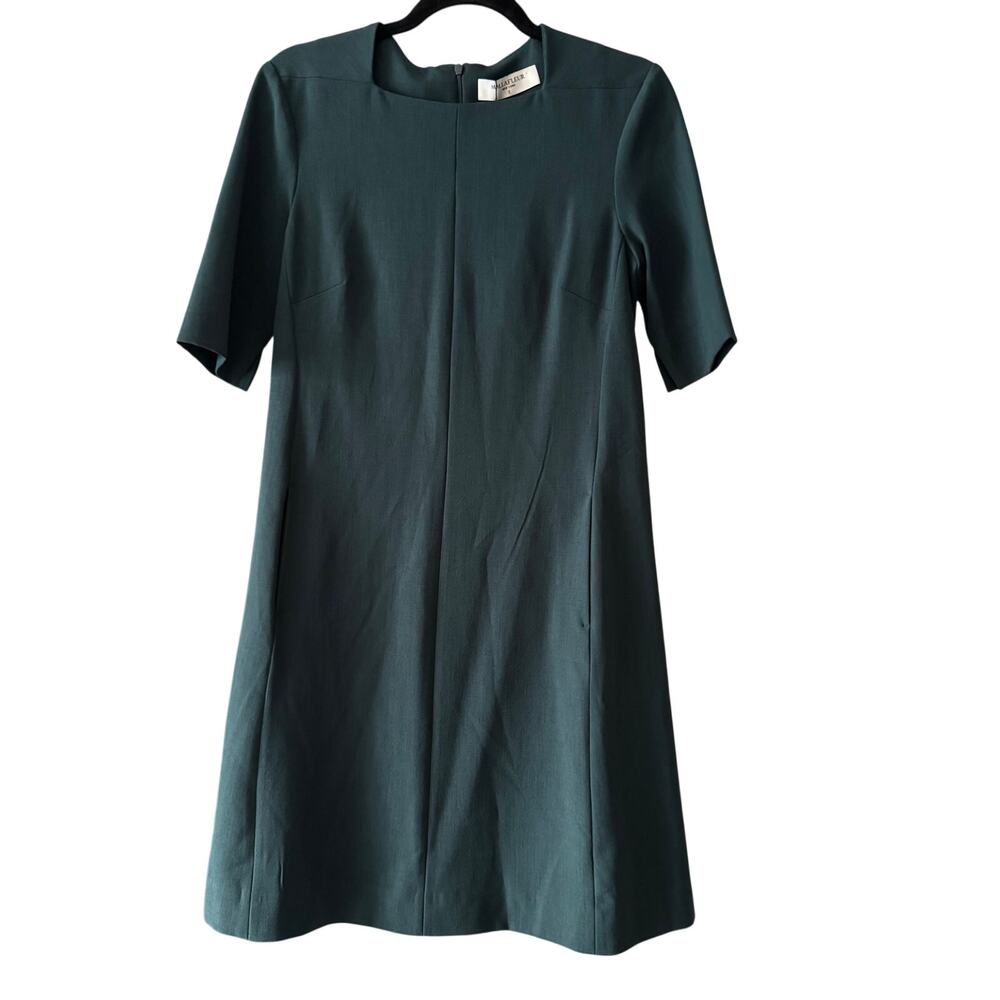 MM LaFleur Emily Rainforest Green Square Neck Shift Dress Pockets Career size 6